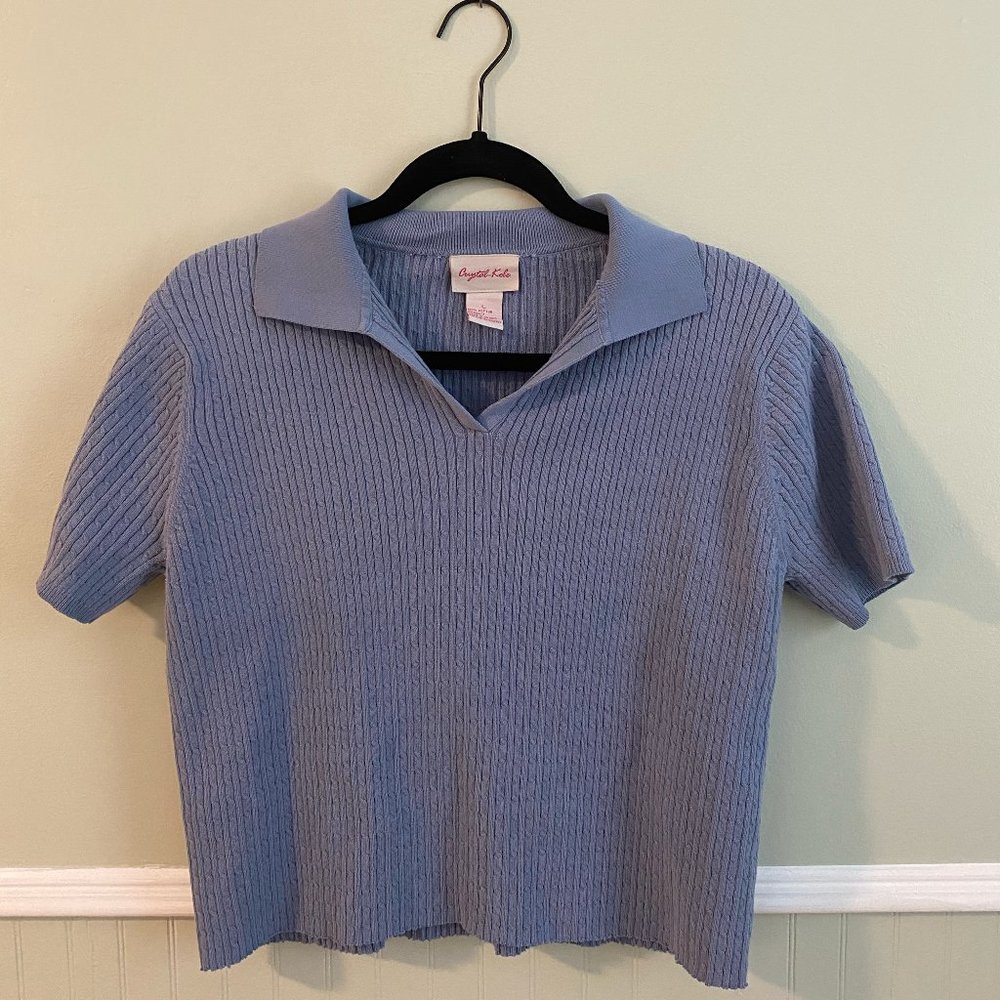 THRIFTED Cropped Collared Sweater